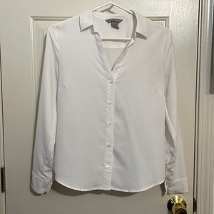 H&M V-Neck White Button Up Blouse